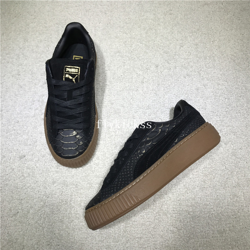 Puma Fenty Rihanna Suede Platform Black Fish Scales